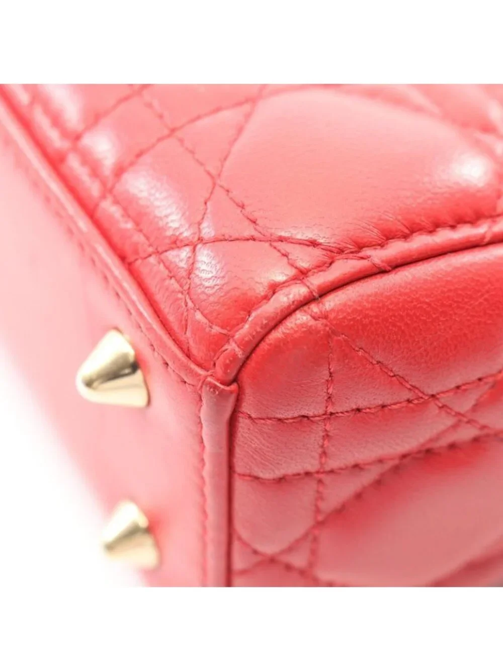 Dior Handbag Lady Dior MY Abcdior Small Cannage 2-Way Red Leather My Tote - Picture 6 of 8